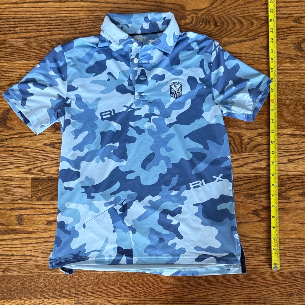 Boys RLX Blue Camo Polo Shirt M 10-12